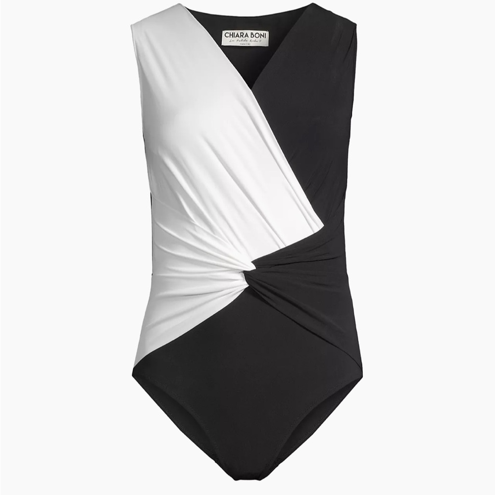 Chiara Boni La Petite Robe Filly Two-Tone One-Piece Swimsuit Size 8 NWT